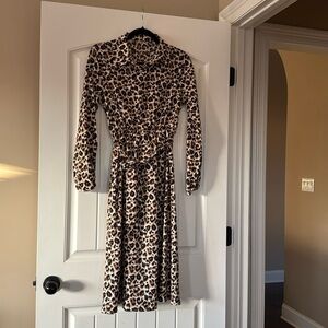 Leopard Midi Shirt Dress Size S